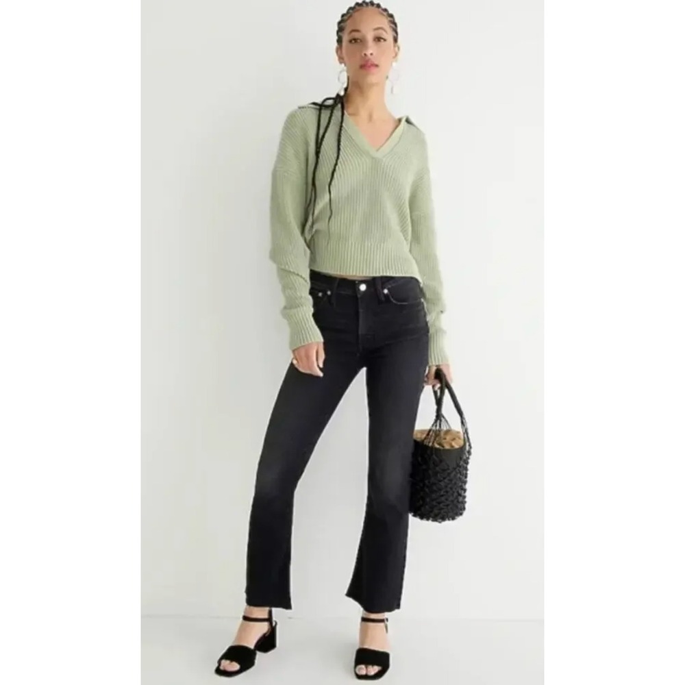 J.Crew 9" Demi Boot Crop Jeans Charcoal Wash‎ Denim Raw Hem Womens 27 High Rise